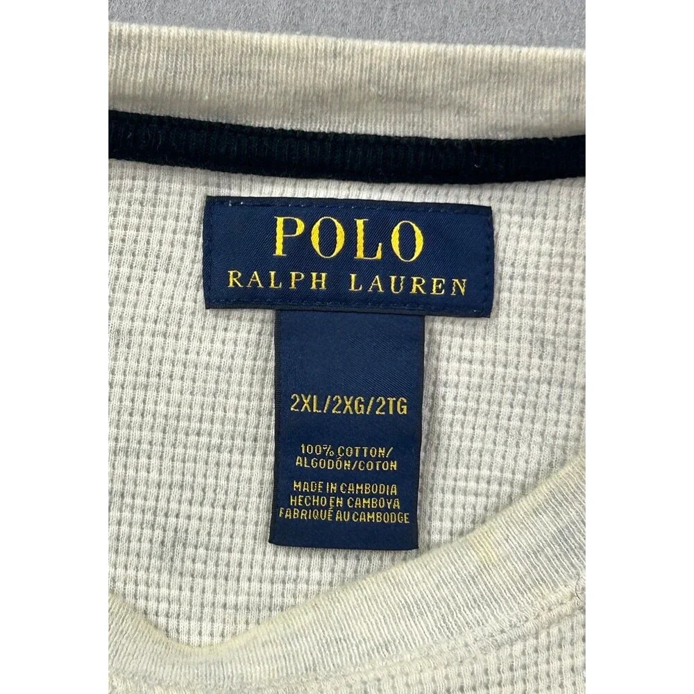 Polo Ralph Lauren Mens Waffle Knit Crewneck Long Sleeve Shirt Thermal 2XL